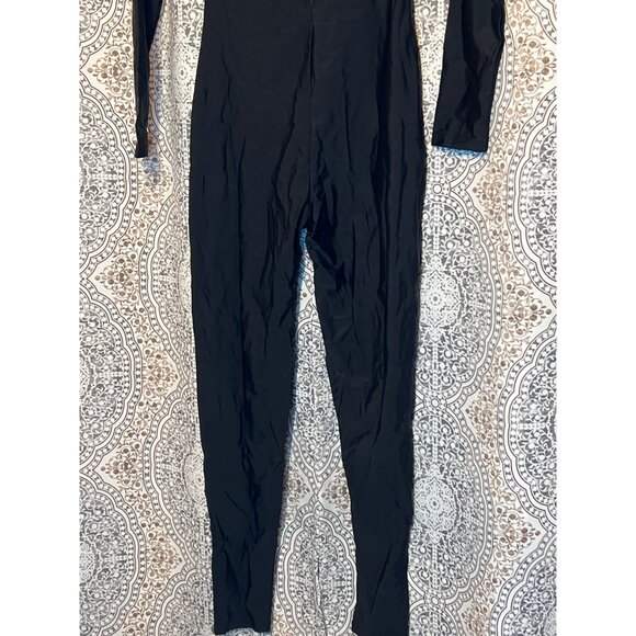 Black Long Sleeve Full Body Jumpsuit With Back Zipper Closure - Picture 6 of 8